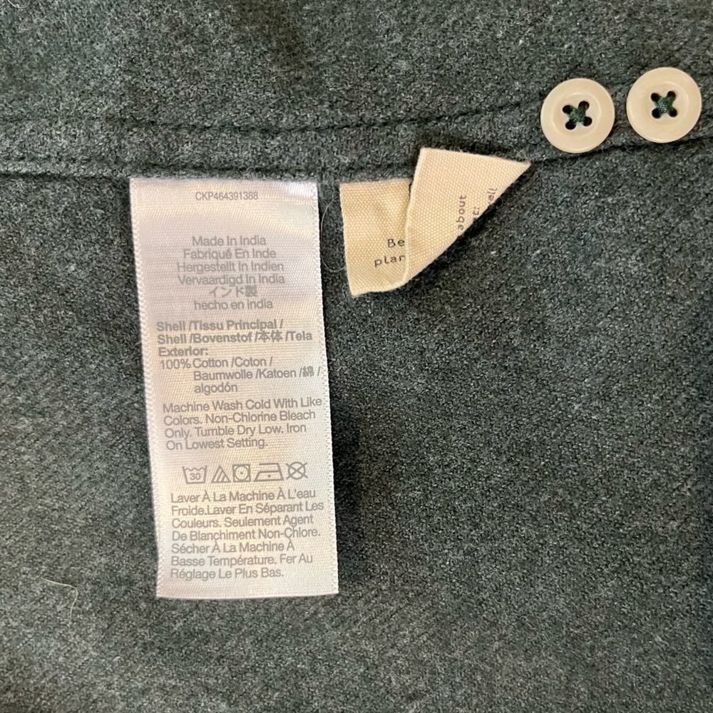 Madewell Perfect Fit Flannel Shirt Dark Green Men’s M Soft Cotton - Picture 9 of 9